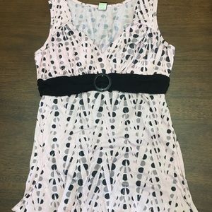 V.1 Couture Pink Polka Dot Empire Waist Shirt sz L